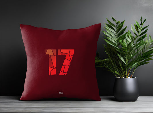 17 Number Pillow Case and Pillow Throw (Maroon)