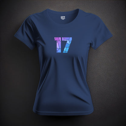 17 Number Women T-Shirt (Navy Blue) | Stylish Numeric Graphic Tee