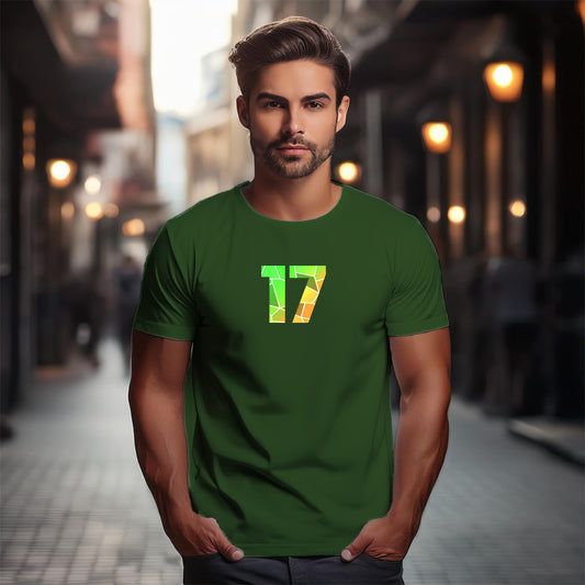 17 Number Unisex T-Shirt (Olive Green)