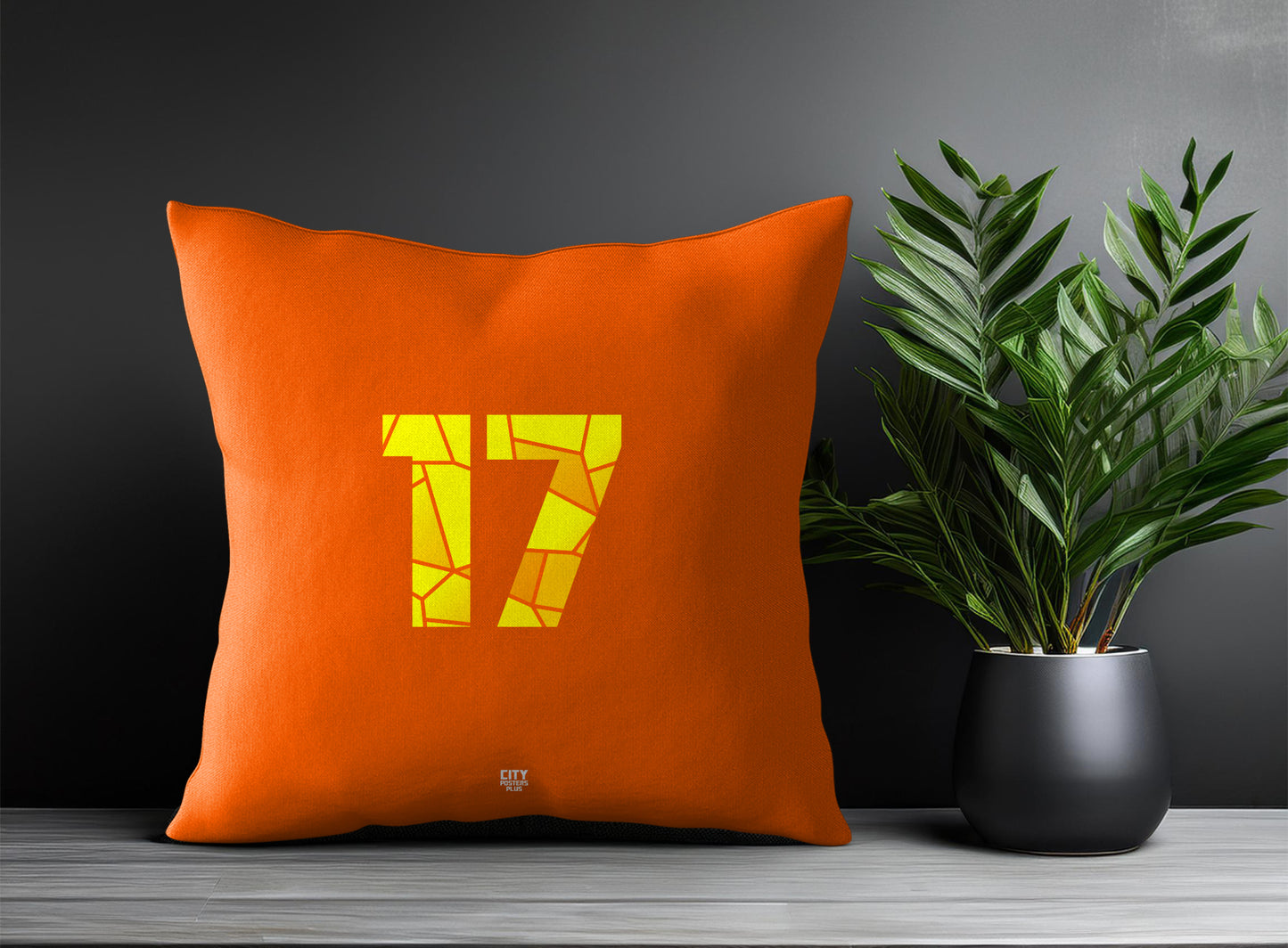 17 Number Pillow Case and Pillow Throw (Orange)
