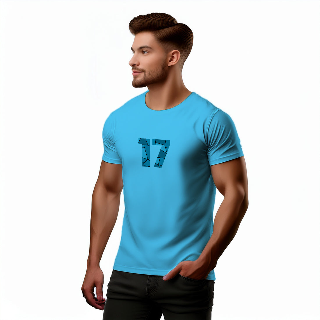 17 Number Men Unisex T-Shirt (Sky Blue)