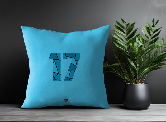 17 Number Pillow Case and Pillow Throw (Sky Blue)