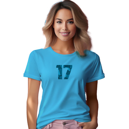 17 Number Women T-Shirt (Sky Blue) | Stylish Numeric Graphic Tee