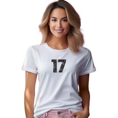 17 Number Women T-Shirt (White) | Stylish Numeric Graphic Tee