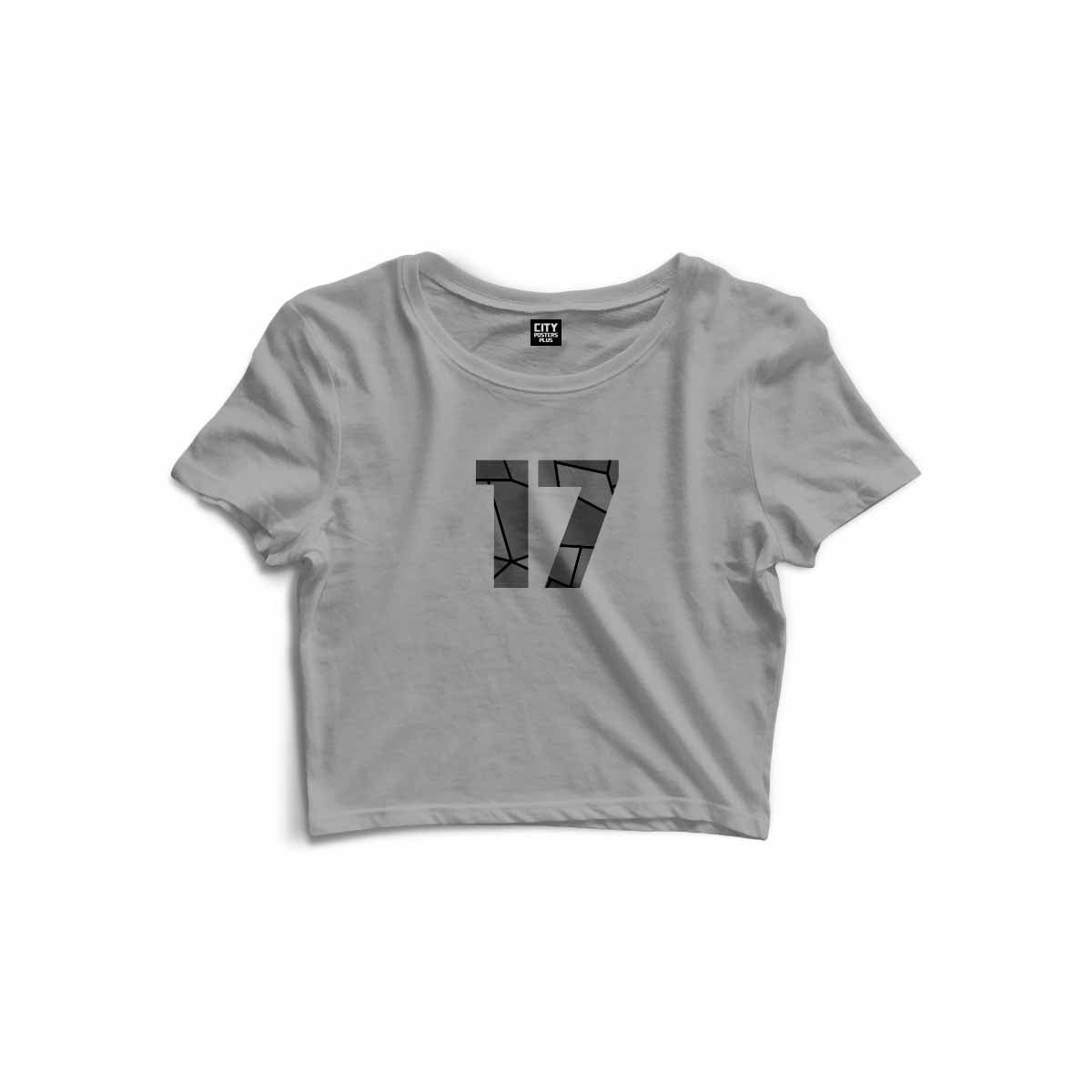 17 Number Women Crop Top (Melange Grey)