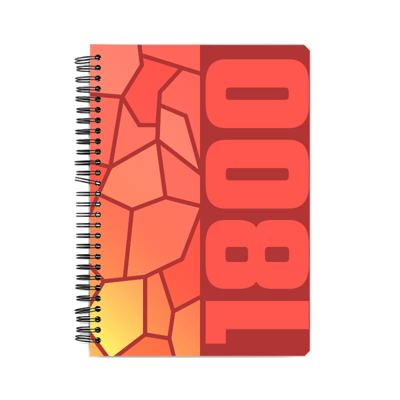 1800 Year Notebook (Red, A5 Size, 100 Pages, Ruled)