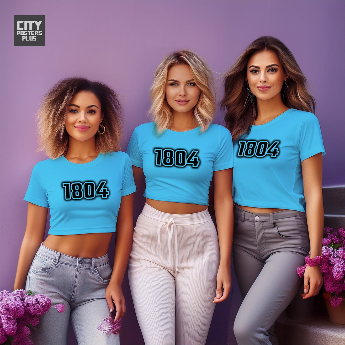 1804 Year Women Crop Top (Sky Blue)