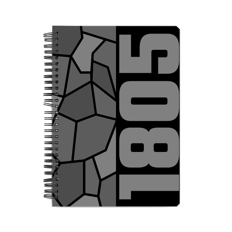 1805 Year Notebook (Black, A5 Size, 100 Pages, Ruled)