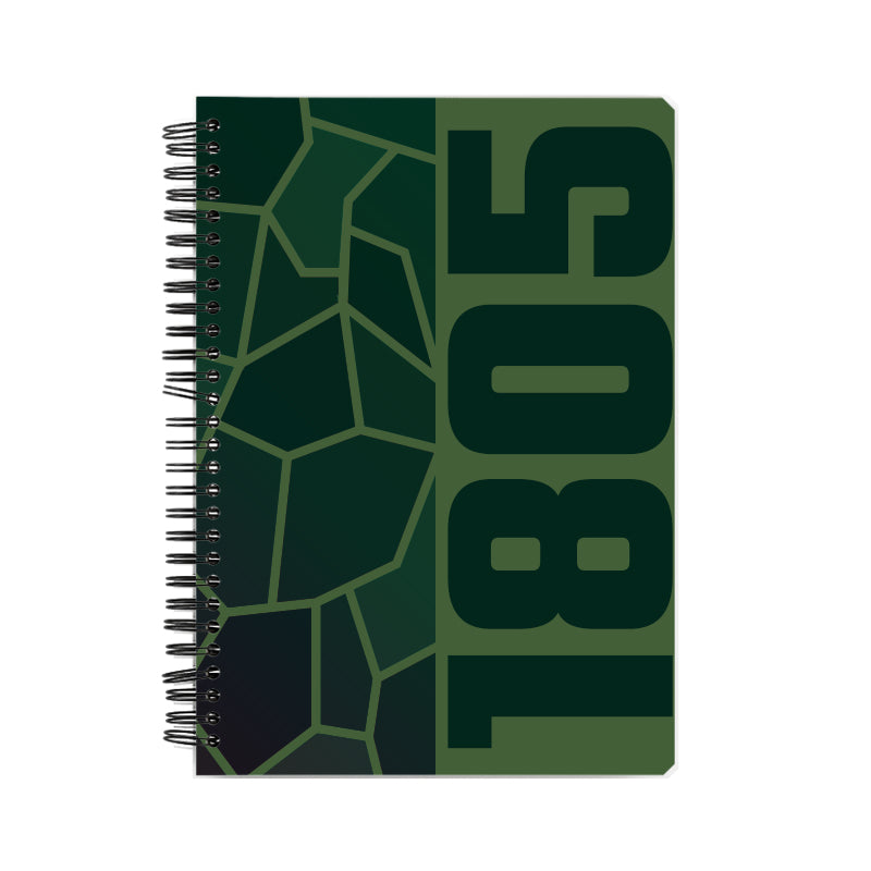 1805 Year Notebook (Olive Green, A5 Size, 100 Pages, Ruled)