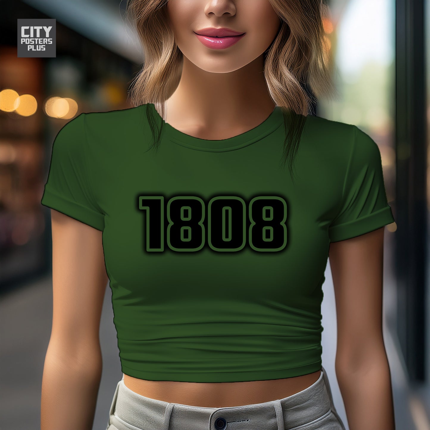 1808 Year Women Crop Top (Olive Green)