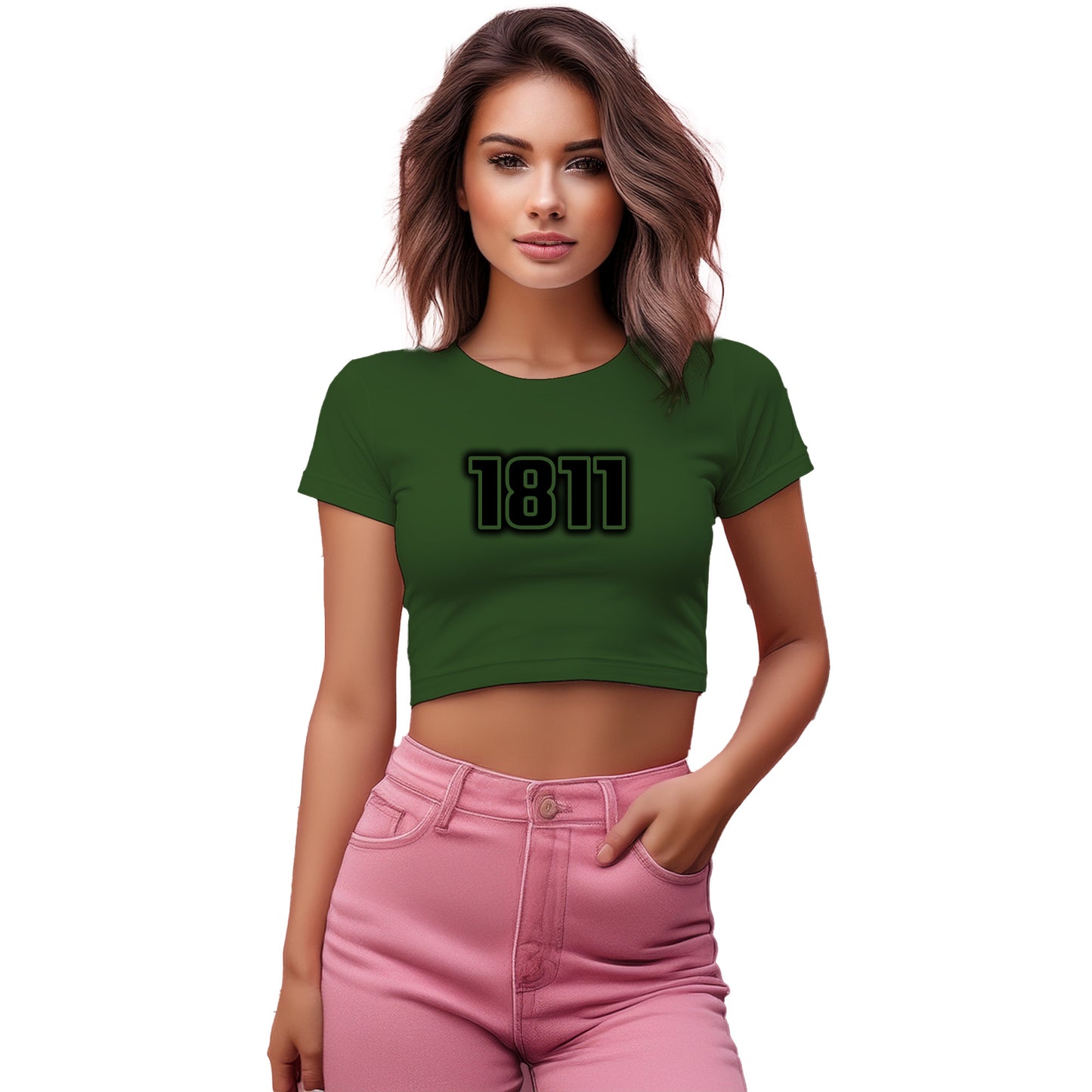 1811 Year Women Crop Top (Olive Green)
