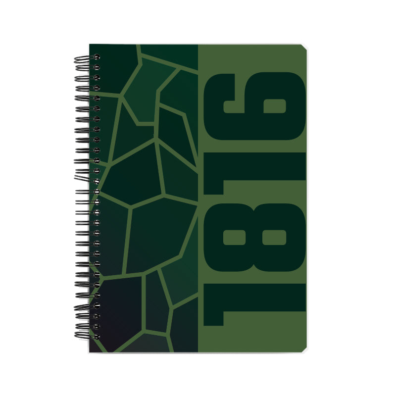 1816 Year Notebook (Olive Green, A5 Size, 100 Pages, Ruled)