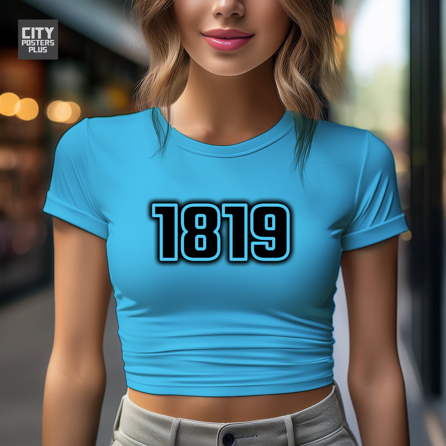 1819 Year Women Crop Top (Sky Blue)