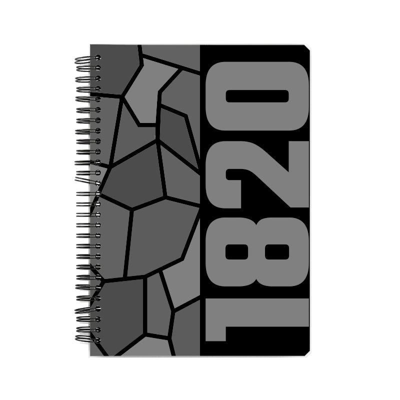 1820 Year Notebook (Black, A5 Size, 100 Pages, Ruled)