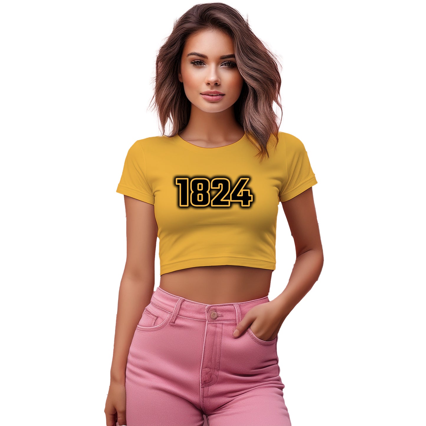 1824 Year Women Crop Top (Golden Yellow)