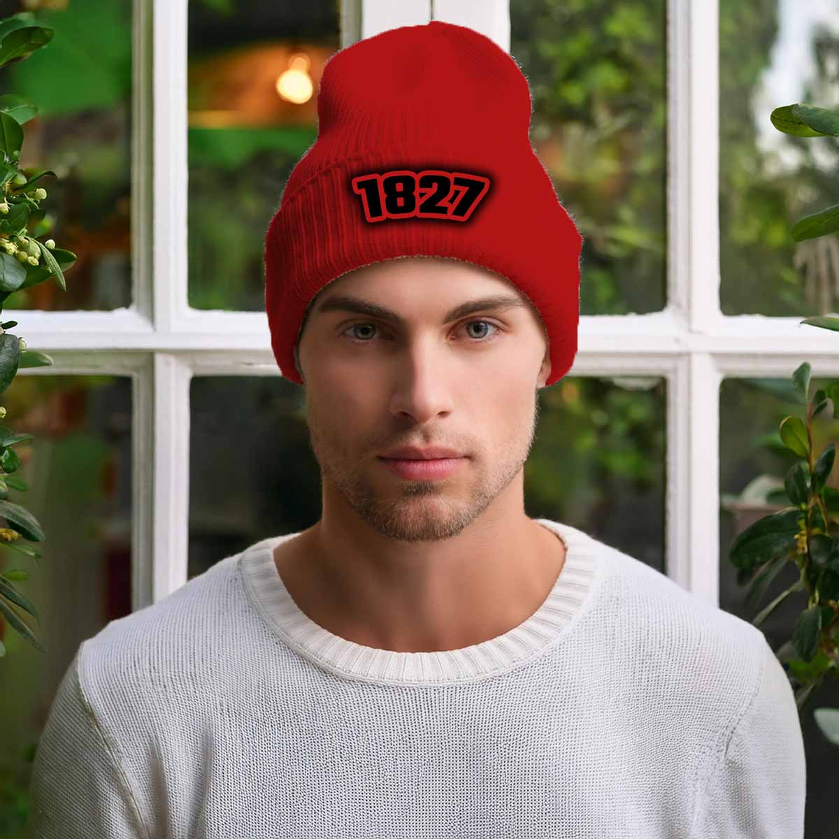 1827 Year Cuffed Beanie (Red)