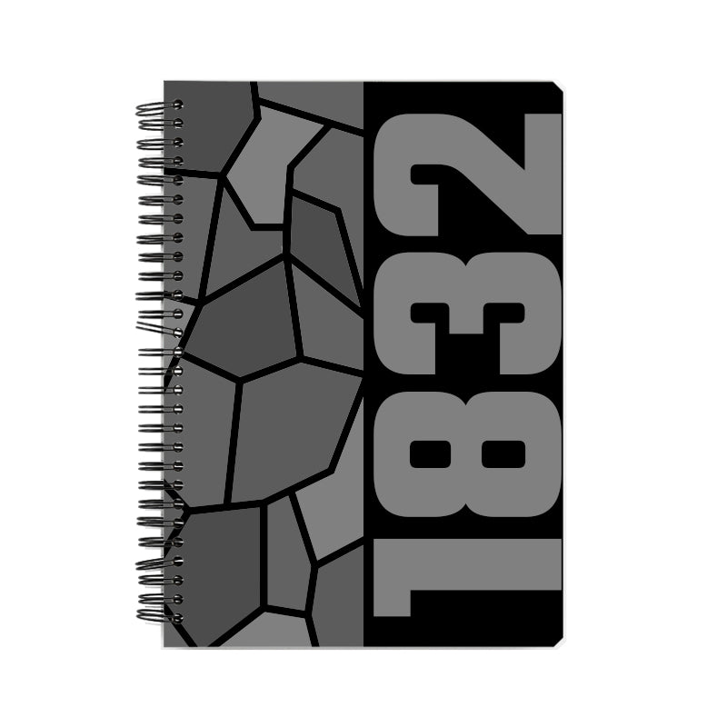 1832 Year Notebook (Black, A5 Size, 100 Pages, Ruled)