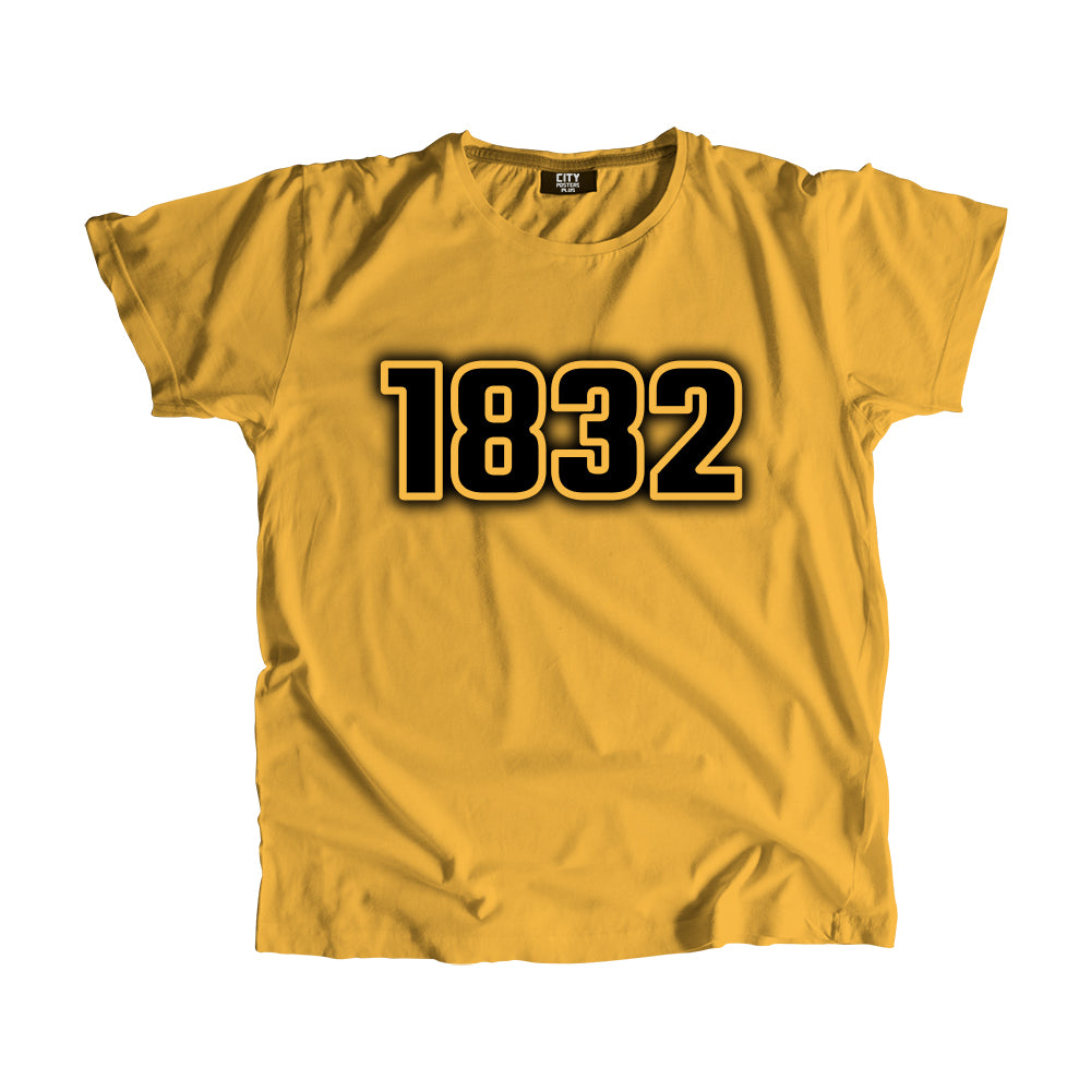 1832 Vintage Heritage Year Men Unisex T-Shirt (Golden Yellow)