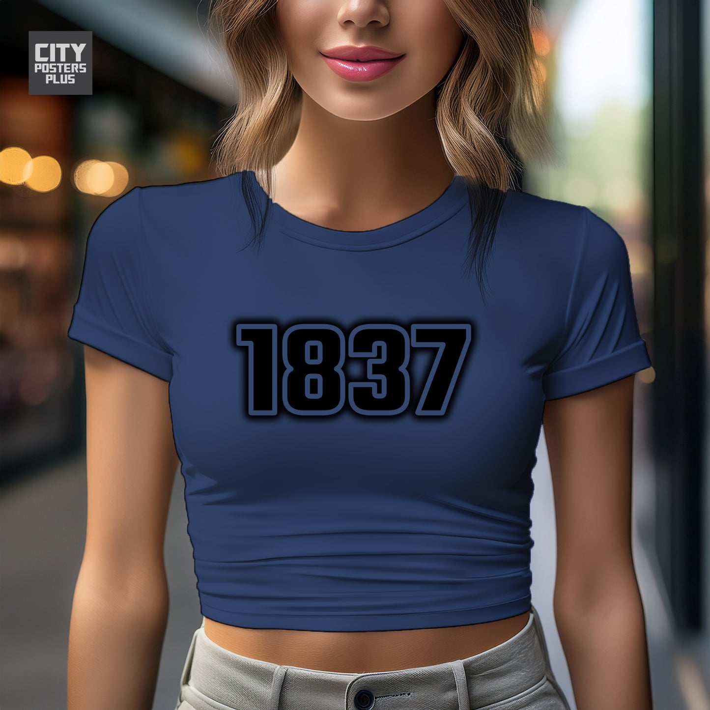 1837 Year Women Crop Top (Navy Blue)