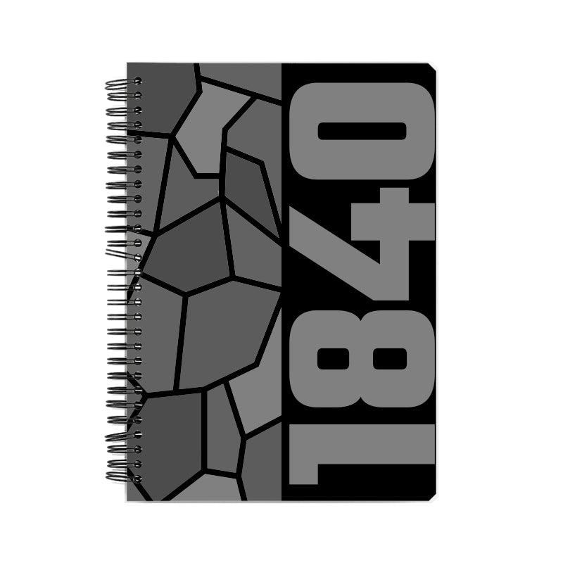 1840 Year Notebook (Black, A5 Size, 100 Pages, Ruled)