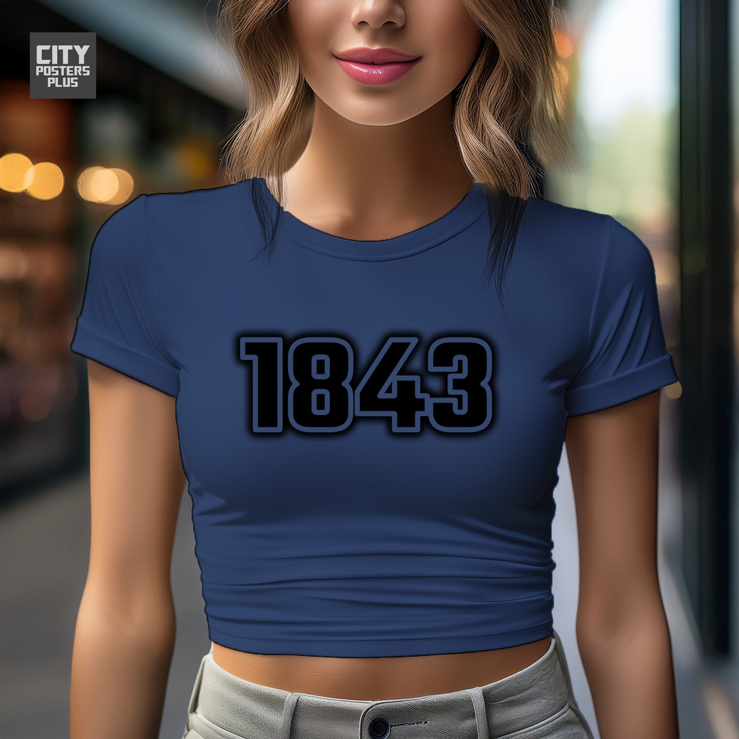 1843 Year Women Crop Top (Navy Blue)