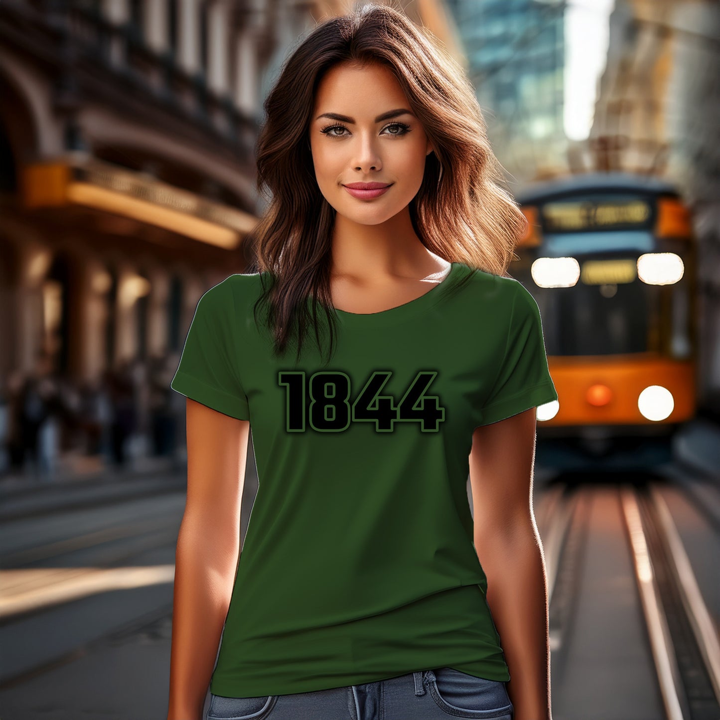 1844 Year Women T-Shirt (Olive Green)