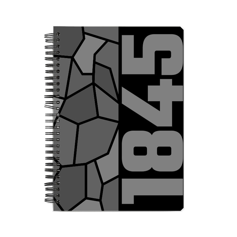 1845 Year Notebook (Black, A5 Size, 100 Pages, Ruled)