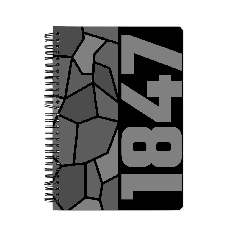 1847 Year Notebook (Black, A5 Size, 100 Pages, Ruled)