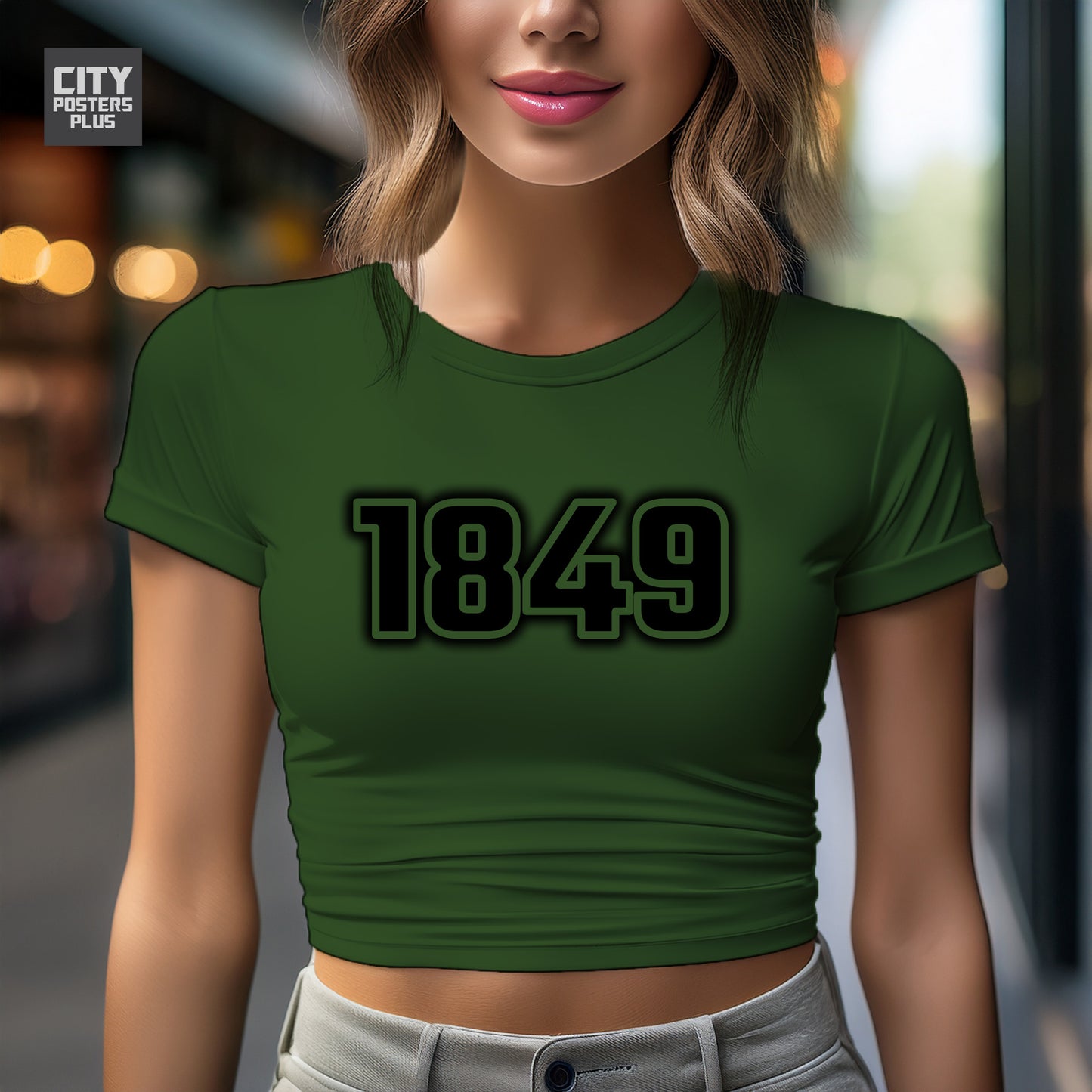 1849 Year Women Crop Top (Olive Green)