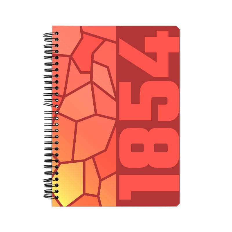 1854 Year Notebook (Red, A5 Size, 100 Pages, Ruled)