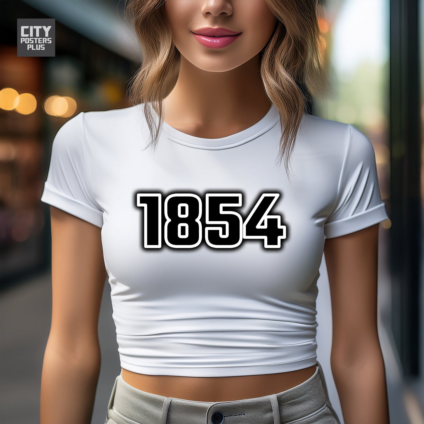 1854 Year Women Crop Top (White)