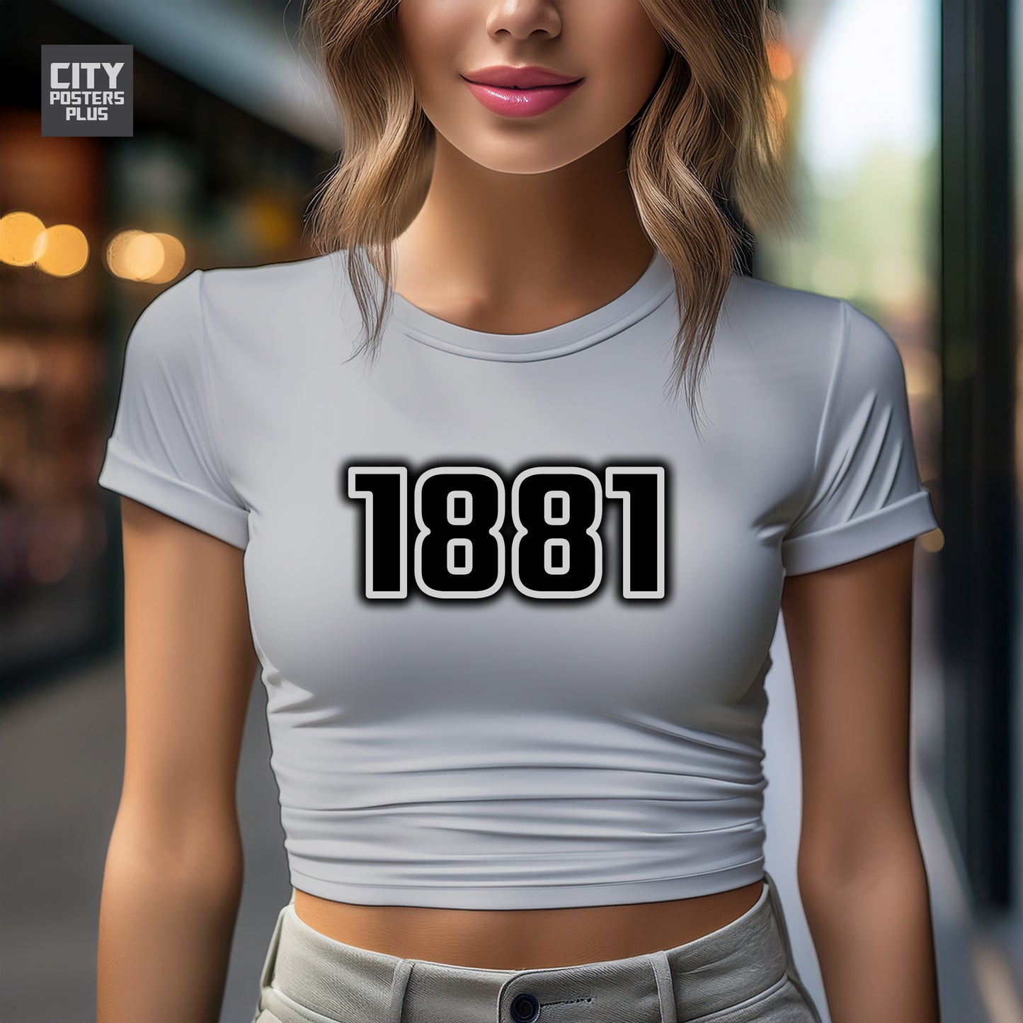 1881 Year Women Crop Top (Melange Grey)