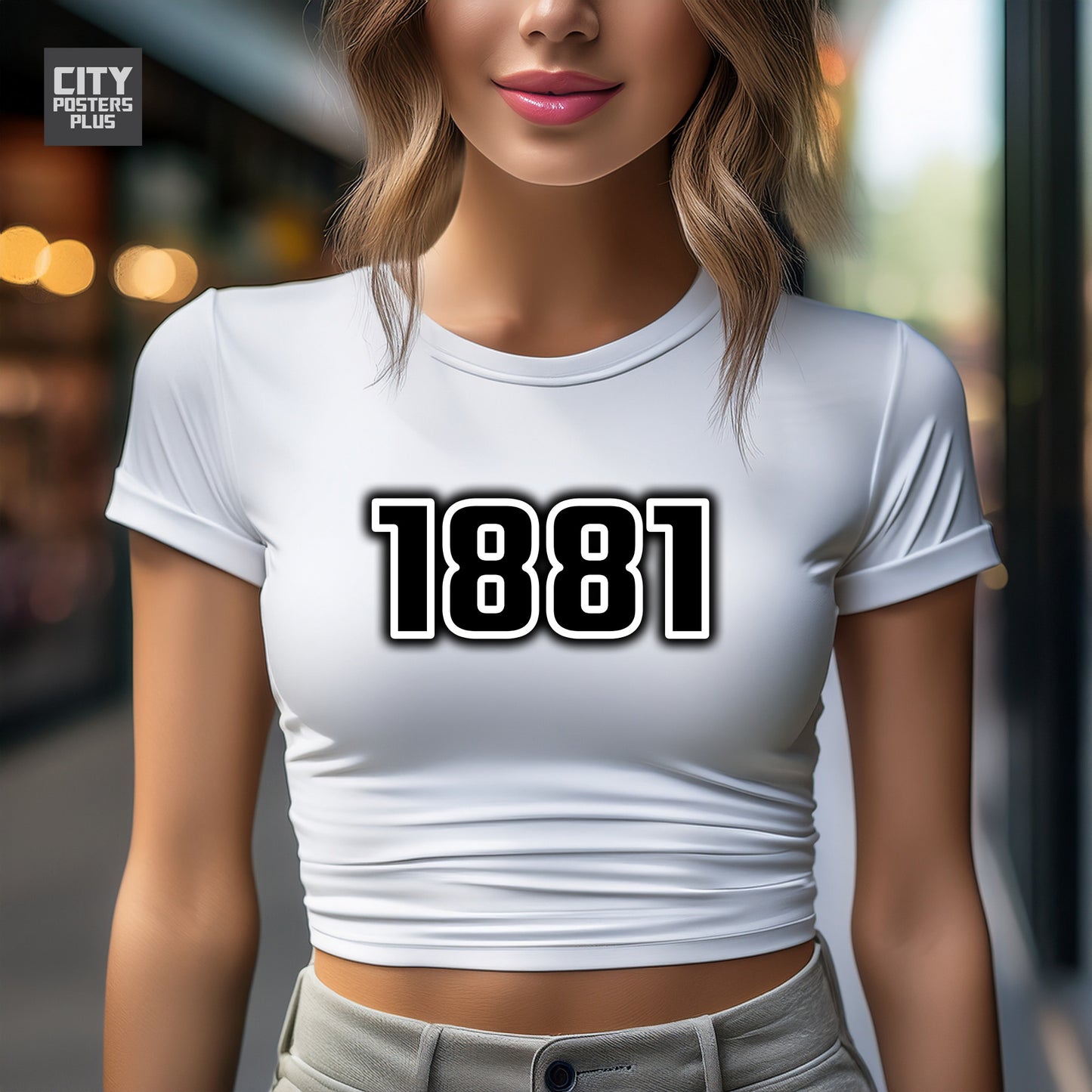 1881 Year Women Crop Top (White)
