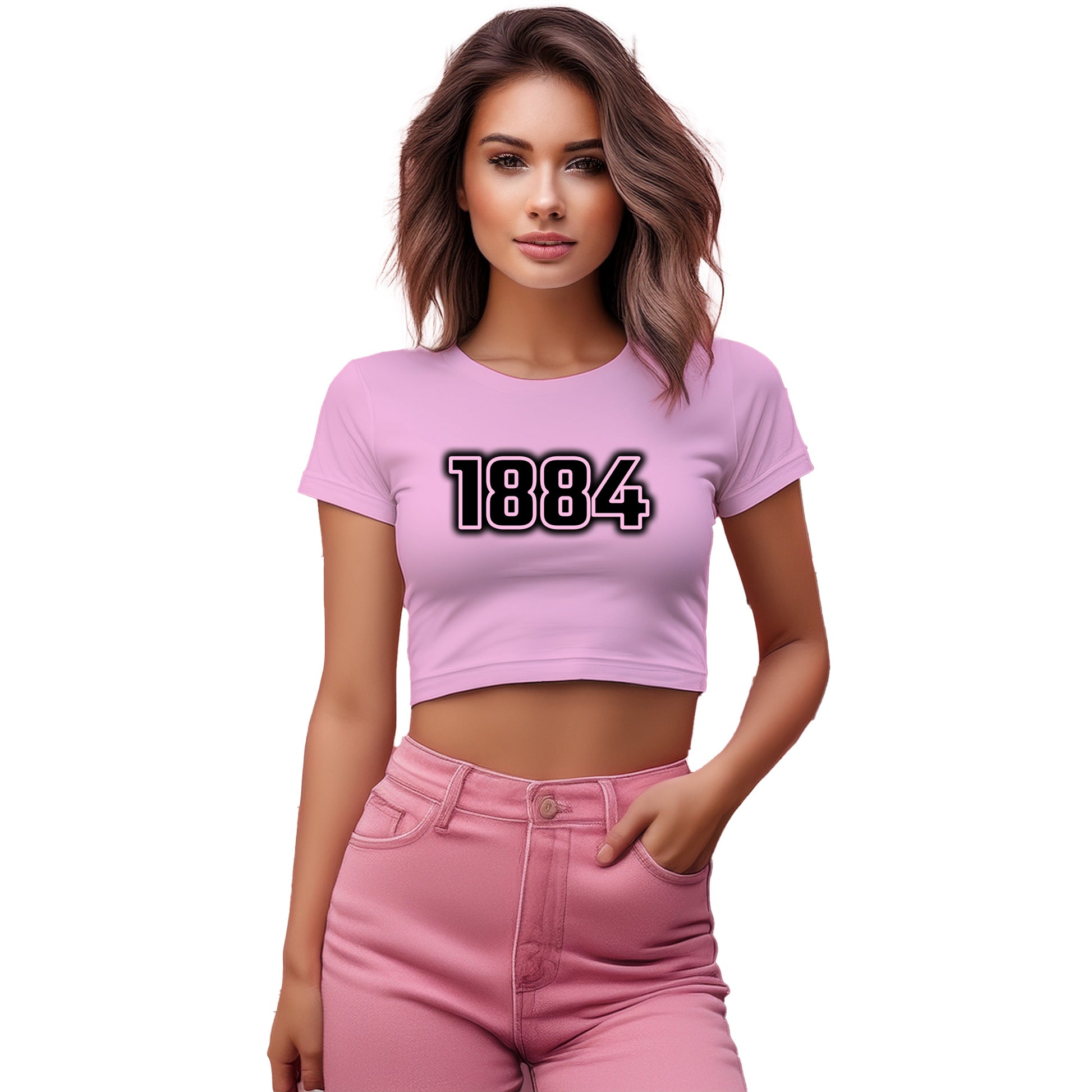 1884 Year Women Crop Top (Light Pink)