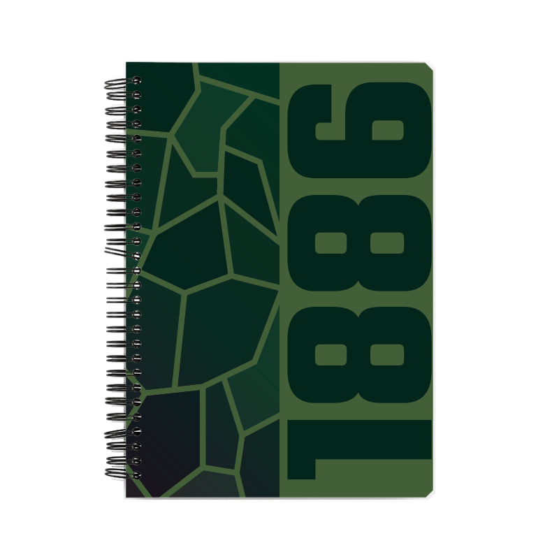 1886 Year Notebook (Olive Green, A5 Size, 100 Pages, Ruled)