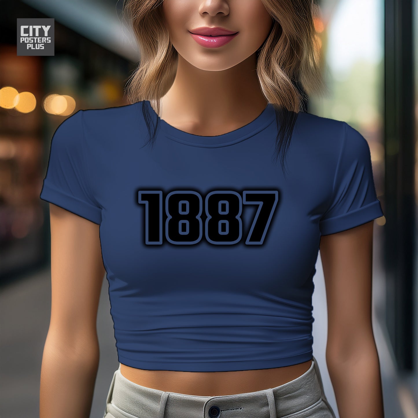 1887 Year Women Crop Top (Navy Blue)
