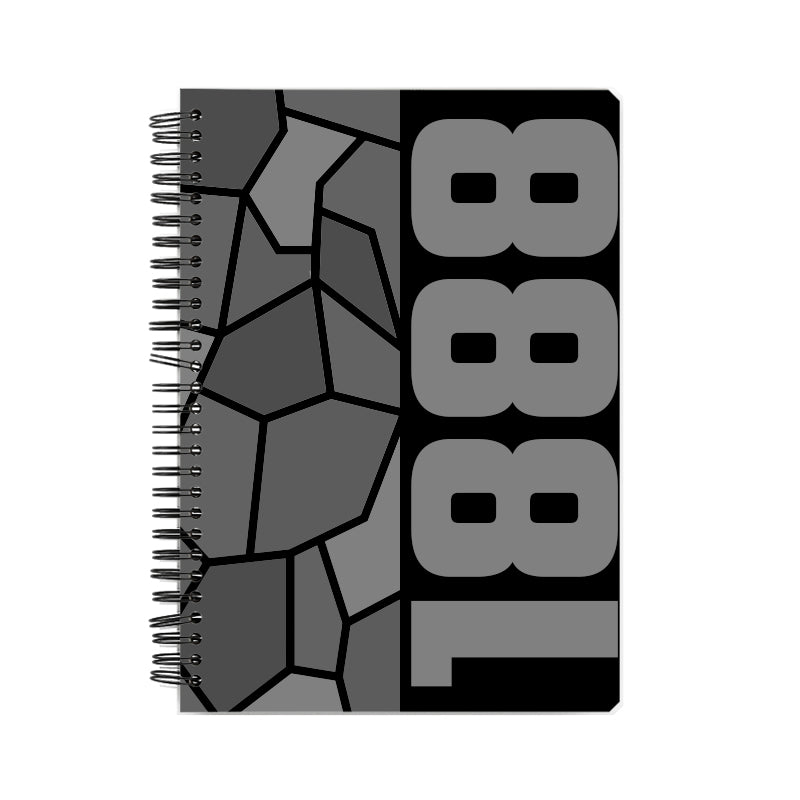 1888 Year Notebook (Black, A5 Size, 100 Pages, Ruled)