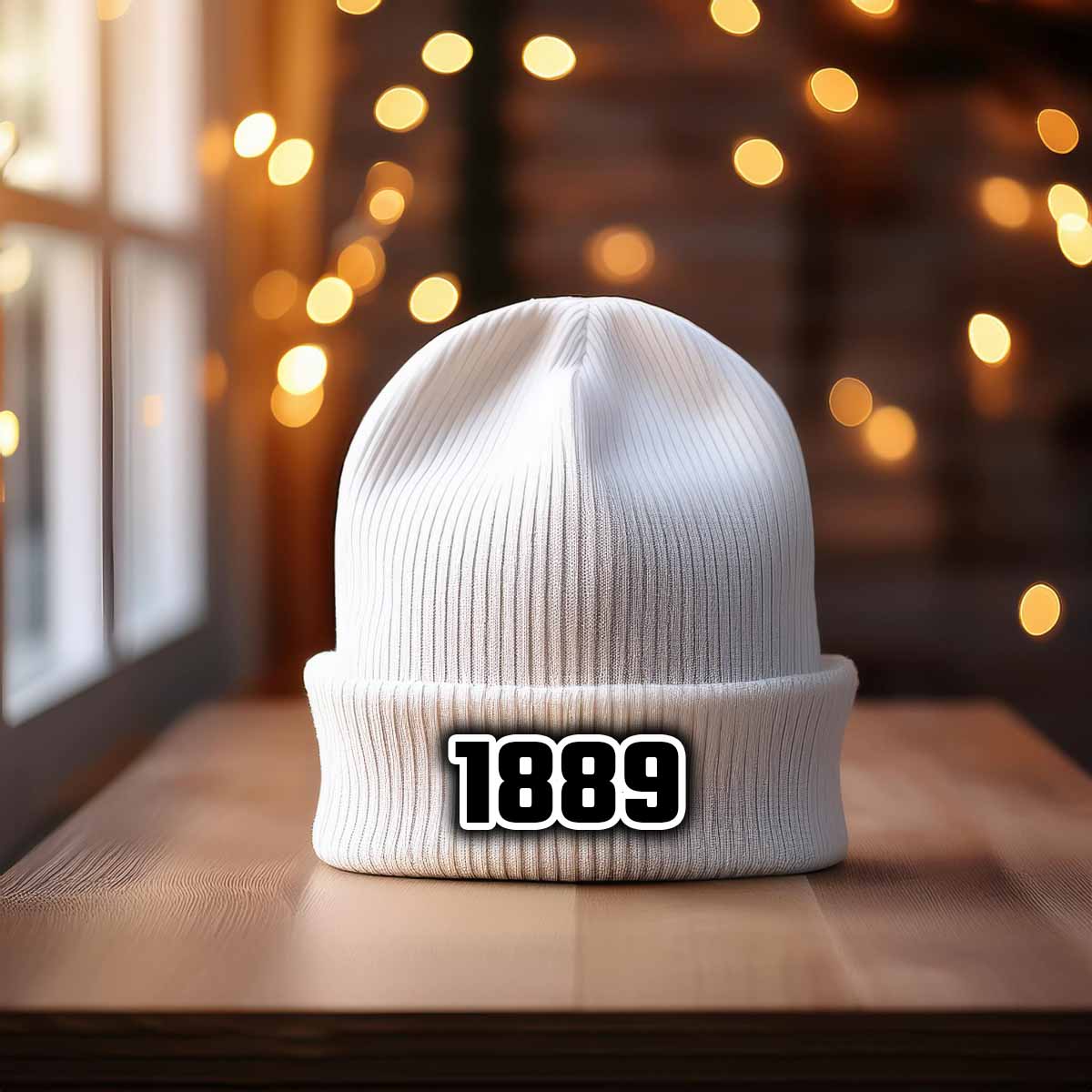 1889 Year Cuffed Beanie (White)