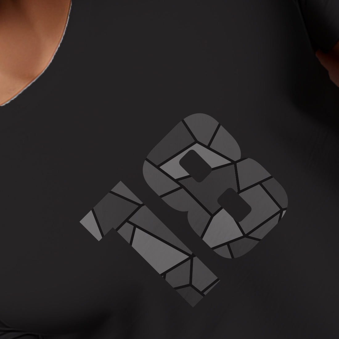 18 Number Men Unisex T-Shirt (Black)
