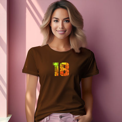 18 Number Women T-Shirt (Brown) | Stylish Numeric Graphic Tee