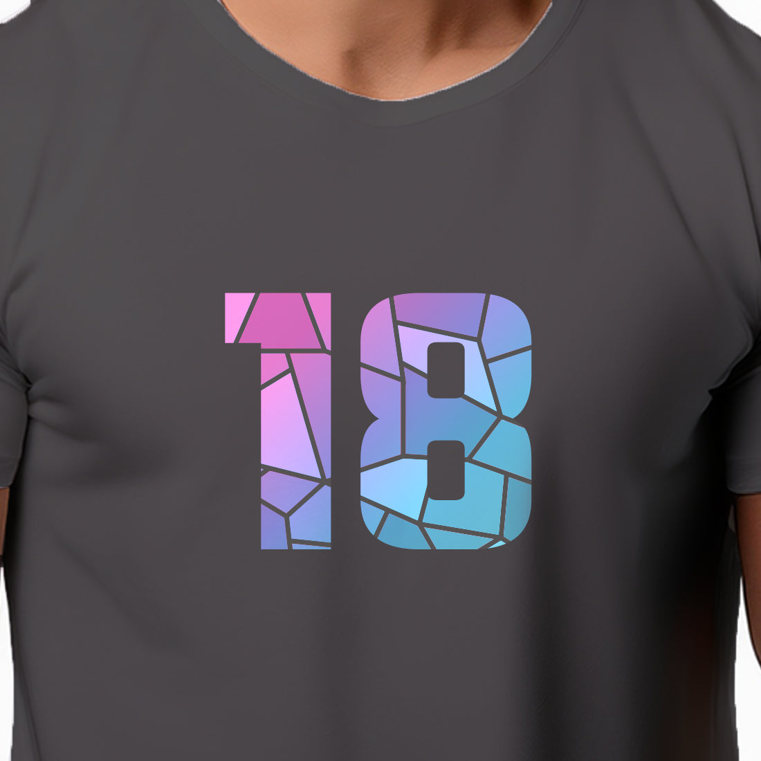 18 Number Men Unisex T-Shirt (Charcoal Grey)