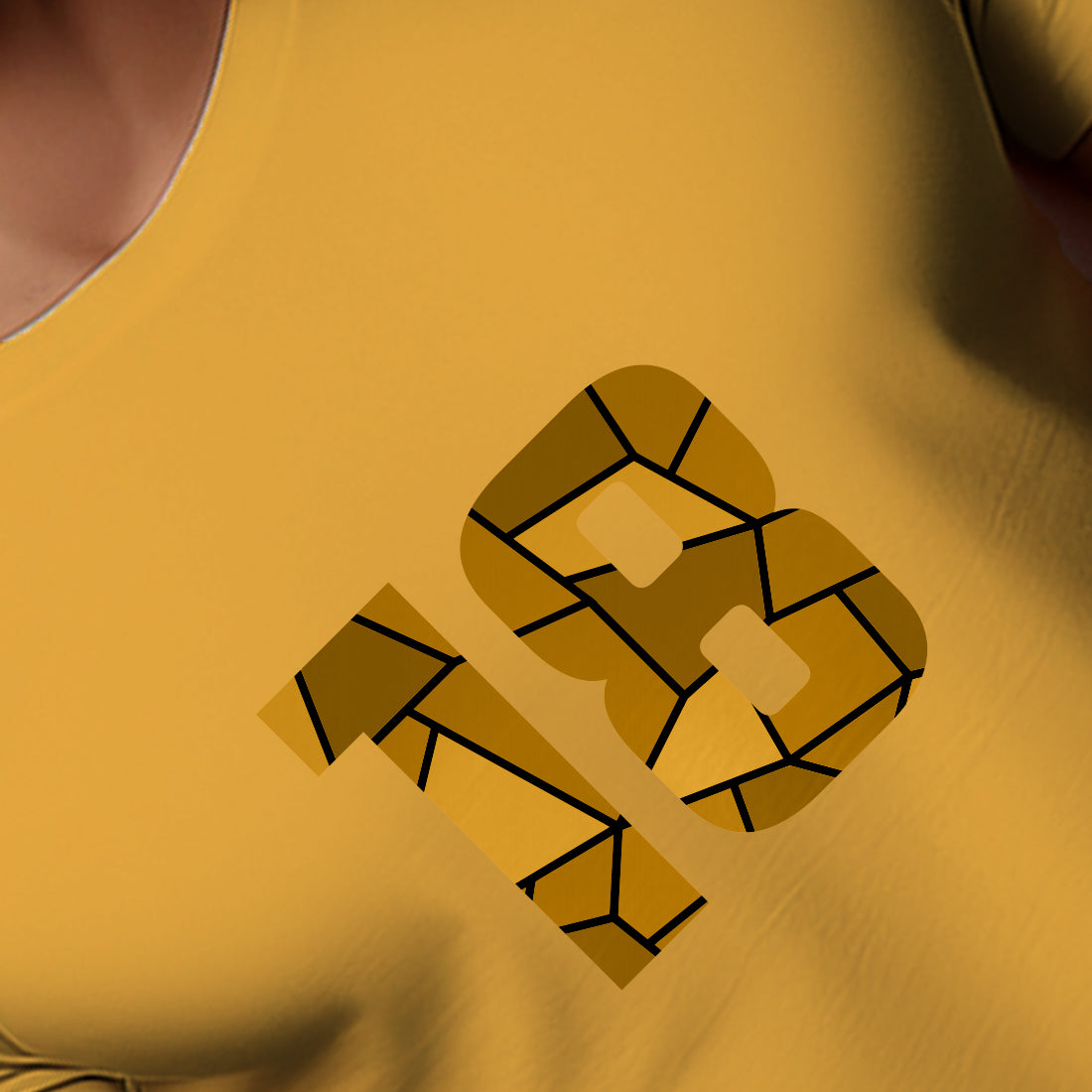 18 Number Men Unisex T-Shirt (Golden Yellow)