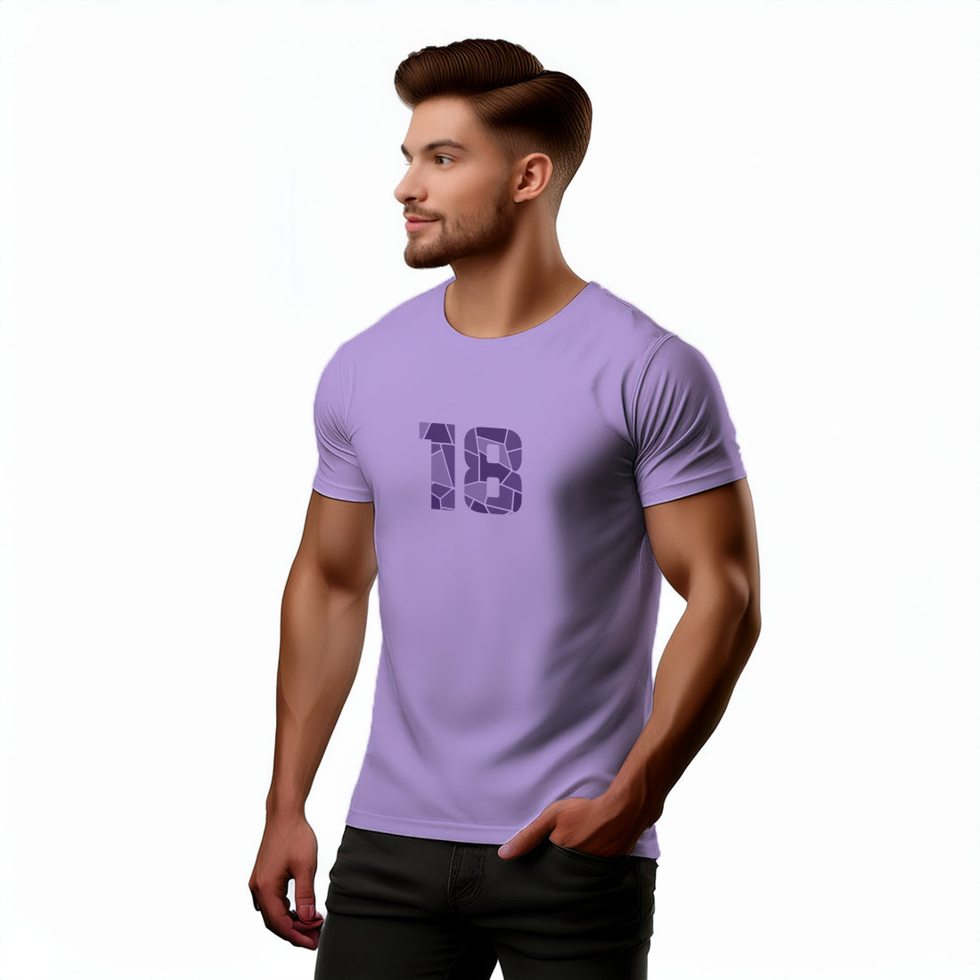 18 Number Men Unisex T-Shirt (Iris Lavender)