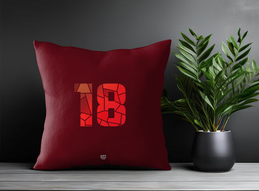 18 Number Pillow Case and Pillow Throw (Maroon)
