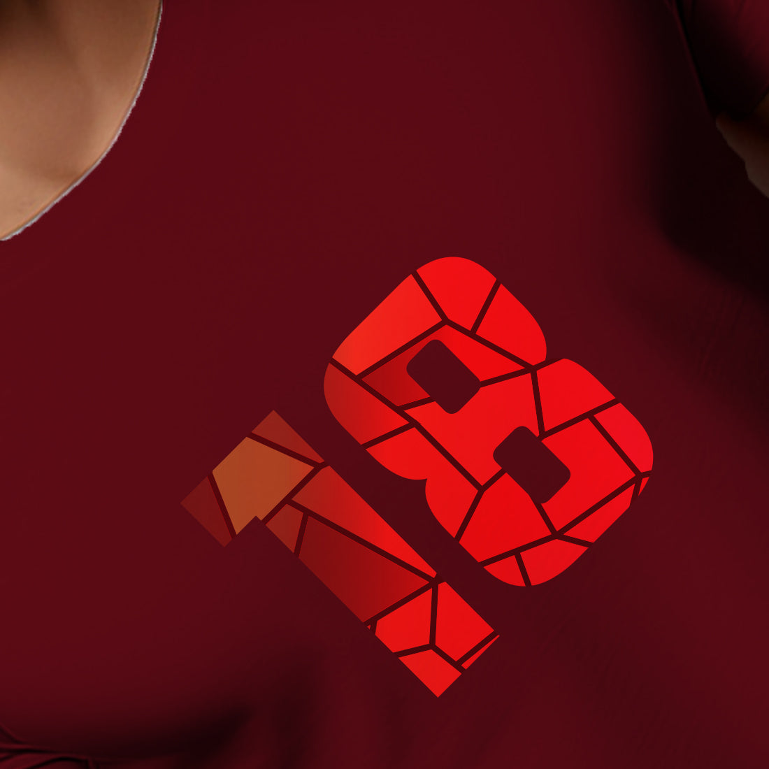 18 Number Men Unisex T-Shirt (Maroon)