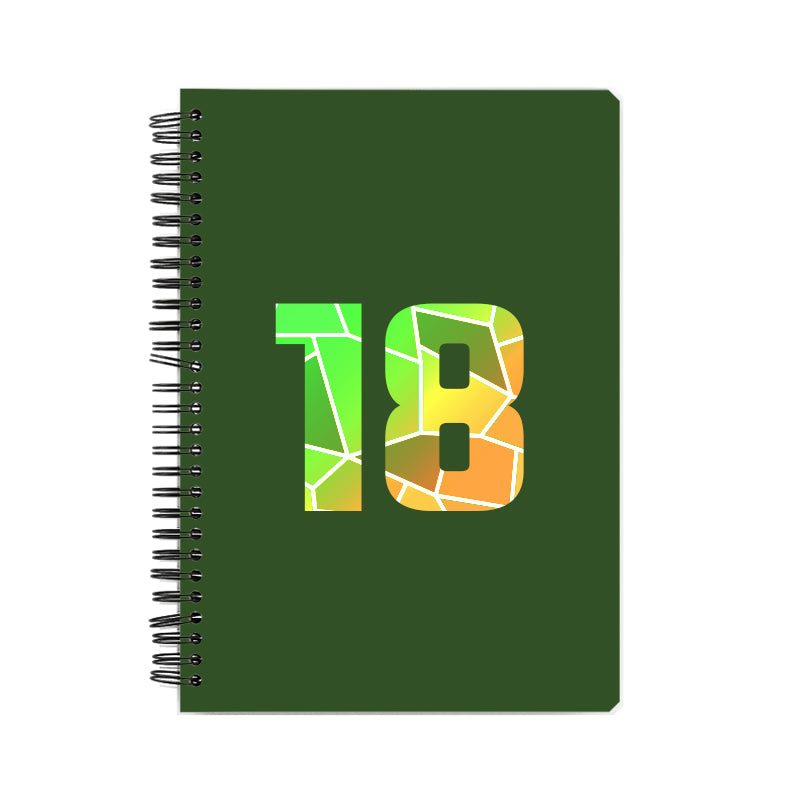 18 Number Notebook (Olive Green, A5 Size, 100 Pages, Ruled, 6 Pack)