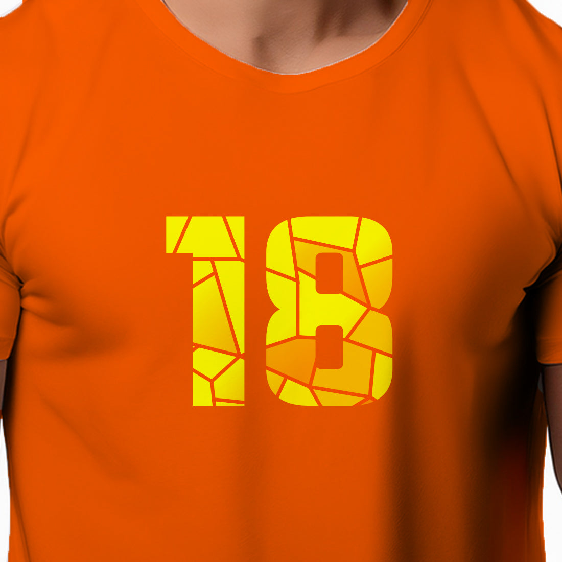 18 Number Men Unisex T-Shirt (Orange)
