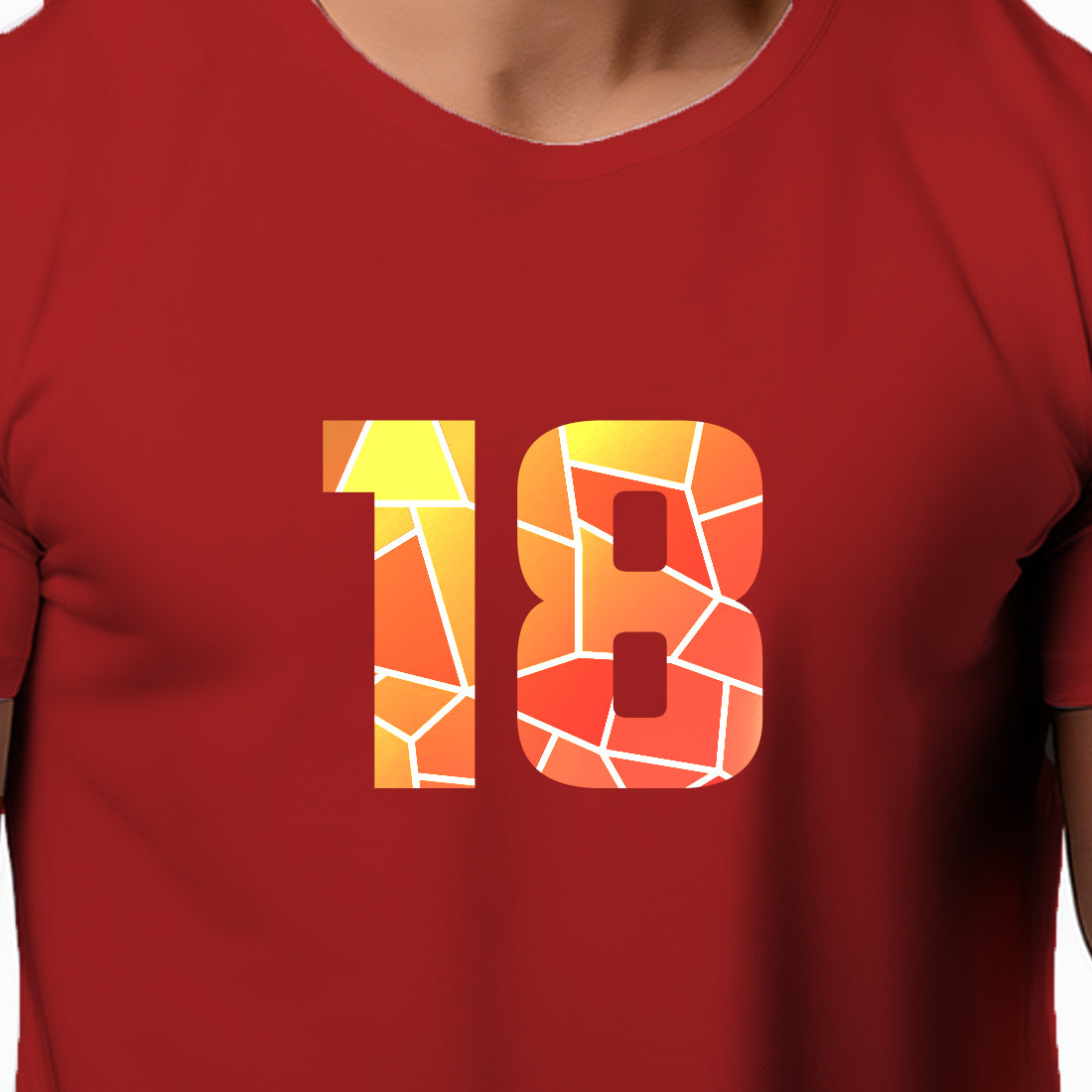 18 Number Men Unisex T-Shirt (Red)