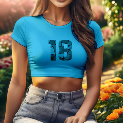 18 Number Women Crop Top (Sky Blue)