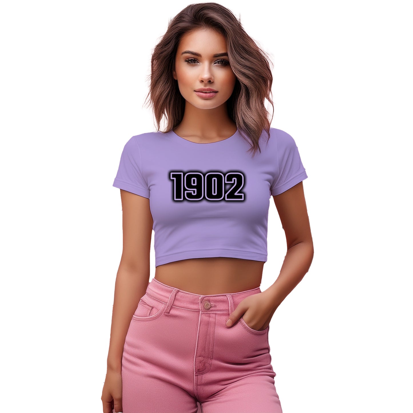 1902 Year Women Crop Top (Iris Lavender)